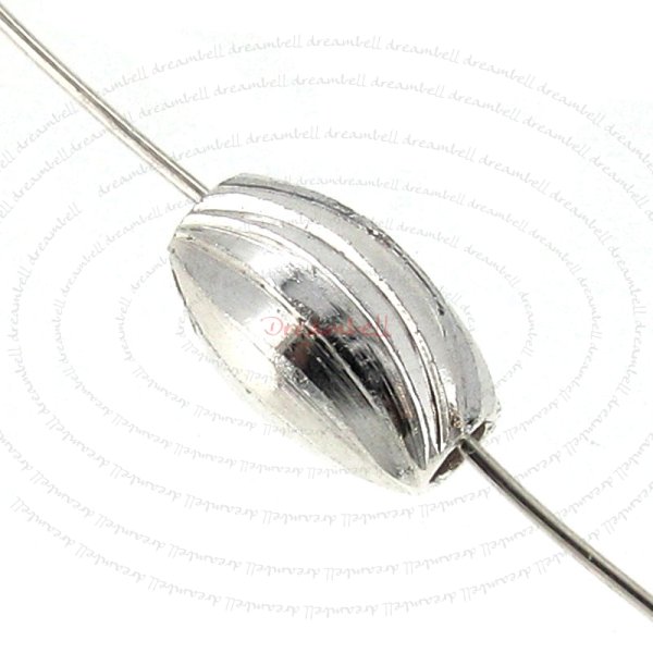 4 Sterling Silver Oval Rice Laser Cut Corrugated Bead Spacer 4mm x 7mm