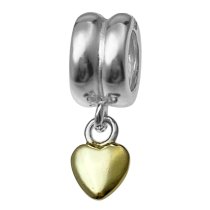 14K Gold plated 925 Sterling Silver w/ SWEET HEART dangle for European Charm Bracelets