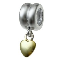 14K Gold plated 925 Sterling Silver w/ SWEET HEART dangle for European Charm Bracelets