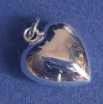 1 x 925 Sterling Silver Lover Heart Charm Pendant 16mm