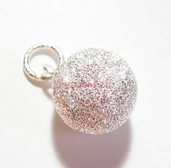 2x Sterling Silver Stardust Round Ball Stardust Charm Bead 8mm