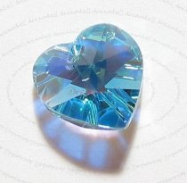 1x Swarovski Crystal Heart Charm pendant AQUAMARINE AB 18mm 6202