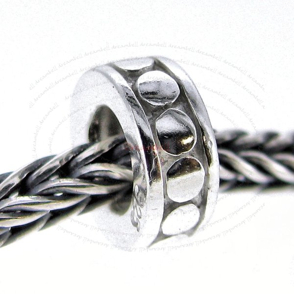Sterling Silver CIRCLE DOT ROUND Bead for European Charm Bracelets 8mm