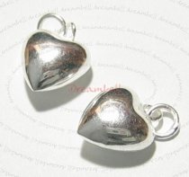 2x Sterling SILVER PUFF HEART CHARM PENDANT W/ jump ring