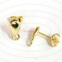 2x Vermeil 14K Real Gold plated 925 Sterling silver TEARDROP Stud Earring Loop Post