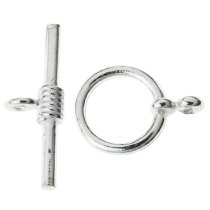 1x STERLING SILVER Round Bead Toggle CLASP (10mm)