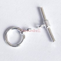 1x STERLING SILVER Round Bead Toggle CLASP (10mm)