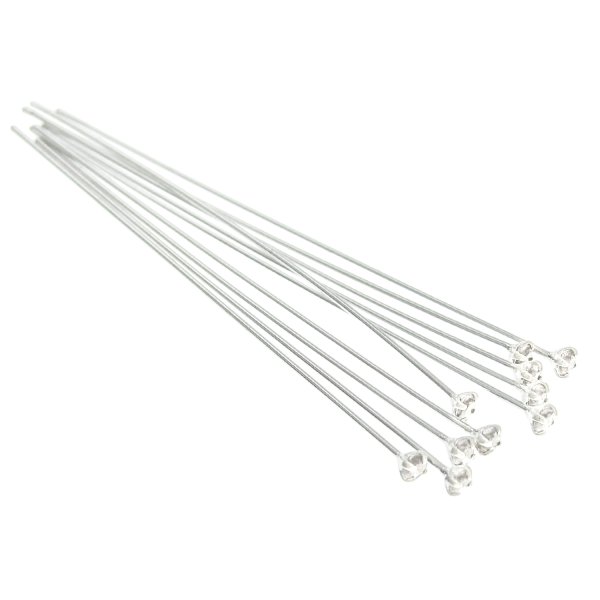 10x STERL SILVER 24GA HEAD PIN CZ HEADPINS 1.5"