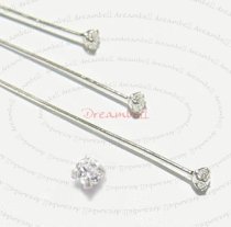 10x STERL SILVER 24GA HEAD PIN CZ HEADPINS 1.5"