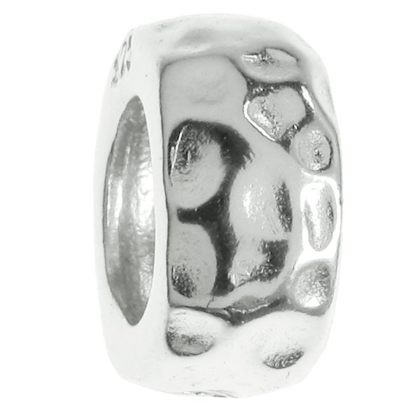 STERLING SILVER ROUND HAMMERED BEAD for European Charm Bracelets