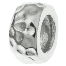 STERLING SILVER ROUND HAMMERED BEAD for European Charm Bracelets