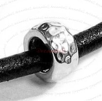 STERLING SILVER ROUND HAMMERED BEAD for European Charm Bracelets