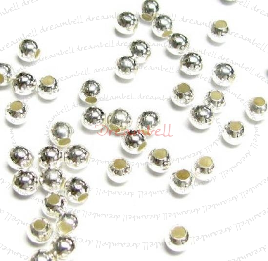 50x Sterling Silver seamless Round Spacer Beads 3mm