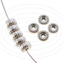 20x Sterling Silver Round Rondelle Corrugated Flat Bead 4.3mm X2.2mm