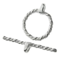 1x Sterling Silver Twist Rope Toggle 16mm