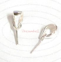 2x Sterling Silver Bail w/ pin Pearl pendant clasp slide 6.7mm