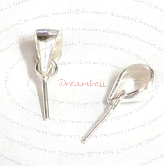 2x Sterling Silver Bail w/ pin Pearl pendant clasp slide 6.7mm