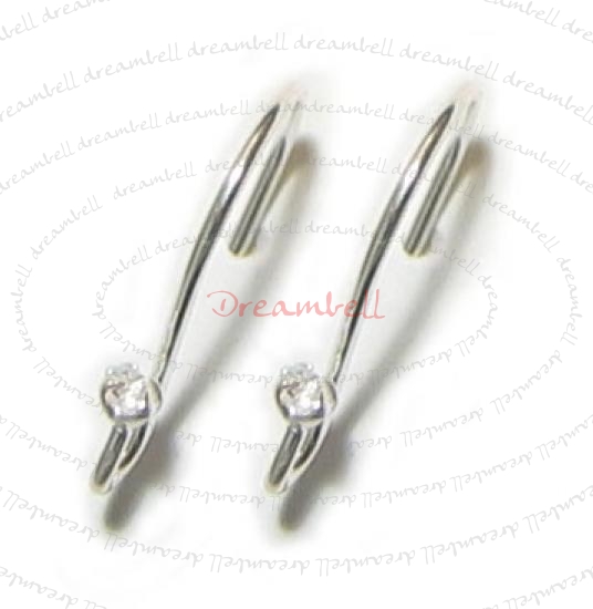 10x Sterling Silver CZ Stone Crystal Ear wire French hook Earwires