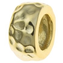 14K Gold Plated 925 Sterling Silver ROUND HAMMERED BEAD TUBE for European Charm Bracelets