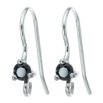 2x Sterling Silver Ear Black CZ Crystal Wire Earwires French Hook