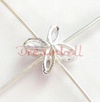 4x Bright Sterling Silver FLOWER CROSS Bead Spacer 6.6mm