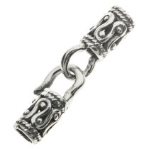 1x Sterling SILVER CRIMP BEAD 2MM Leather Cord End Cap HOOK & EYE
