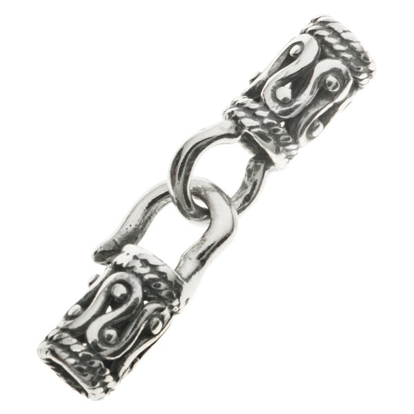 1x Sterling SILVER CRIMP BEAD 2MM Leather Cord End Cap HOOK & EYE