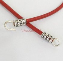 1x Sterling SILVER CRIMP BEAD 2MM Leather Cord End Cap HOOK & EYE