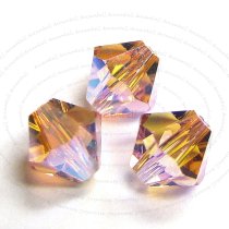 12x Swarovski Elements Crystal 5301 Bicone Light Rose AB 2x 6mm