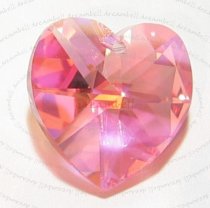 2x Swarovski Crystal Heart Charm pendant LT Pink Rose AB 14mm 6202