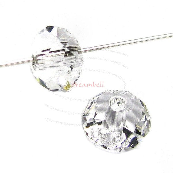 4x Swarovski Crystal Elements 5040 Briolette Bead Rondelle Spacer Clear 8mm