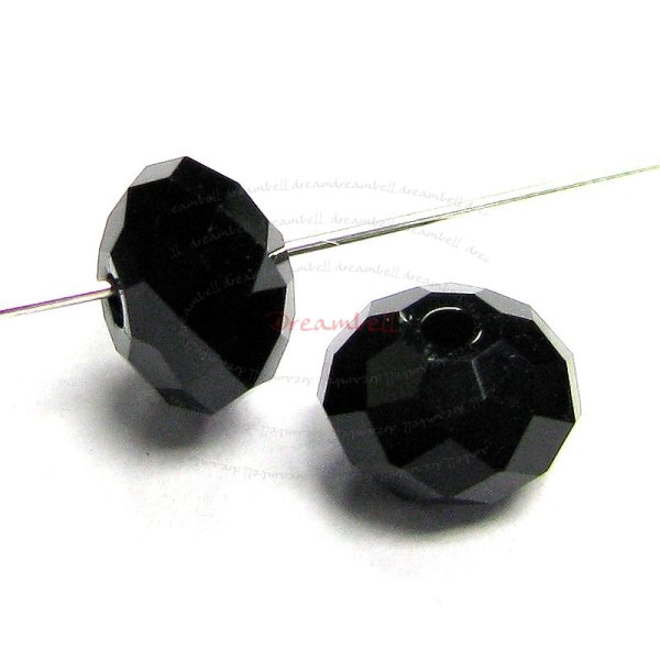 4x Swarovski Crystal Elements 5040 Briolette Bead Rondelle Spacer Jet Black 8mm