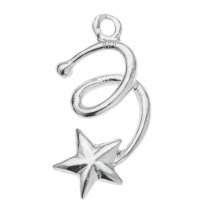 2x STERLING SILVER BRIGHT TWINKLE STAR DANGLE CHARM PENDANT