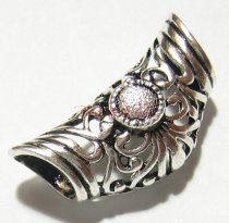 1x Bali Sterling Silver Focal Bead Slide Pendant 29mm