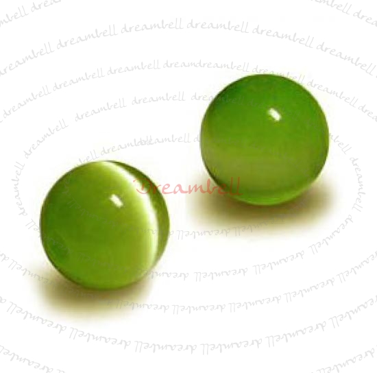 100pcs Grade A Fiber Optic AURORA Cats Eye Beads 4mm Round Olivine