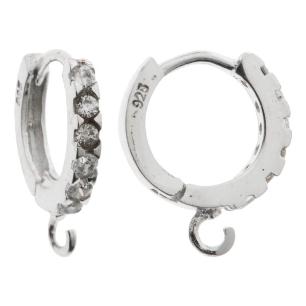 2x Sterling silver ear CZ Crytal Wire hoops EarWires dangle