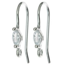 2x Sterling Silver CZ Crytal Wire Earwires French Hook