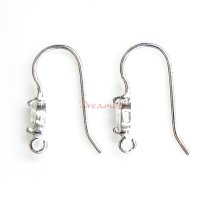 2x Sterling Silver CZ Crytal Wire Earwires French Hook