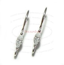 2x Sterling Silver CZ Crytal Wire Earwires French Hook