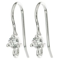 2x Sterling silver ear CZ Crytal Wire EarWires French Hook