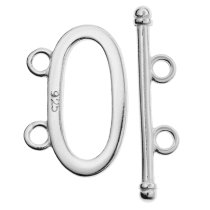 1x Sterling Silver Oval toggle 2 strand clasp