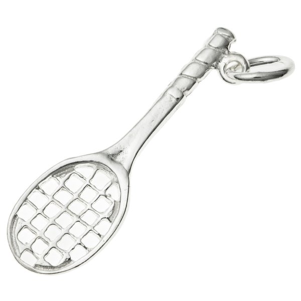 1x .925 Sterling Silver Tennis Racket Dangle Charm Pendant 30mm
