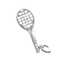 1x .925 Sterling Silver Tennis Racket Dangle Charm Pendant 30mm
