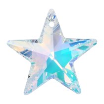 1x Swarovski Crystal 6714 Star Pendant Clear AB 28mm