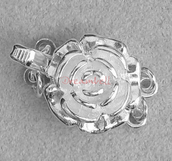 1x STERLING SILVER Rose 2-STRAND Pearl Box CLASP