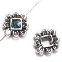 2x BALI STERLING SILVER Flower Frame Slide Bead Spacer 1 2mm