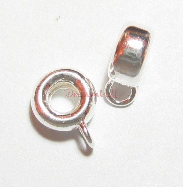 2 x Sterling Silver Pendant Charm Carrier Connector for European Clip on Charm