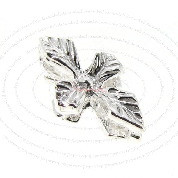 4x Sterling Silver Leaf Flower Spacer Bead Necklace / Bracelet Connector 9.5mm