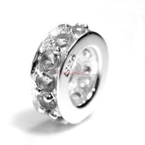 Sterling Silver ROUND RING Bead clear CZ crystals for European Charm Bracelets