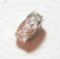 Sterling Silver ROUND RING Bead clear CZ crystals for European Charm Bracelets